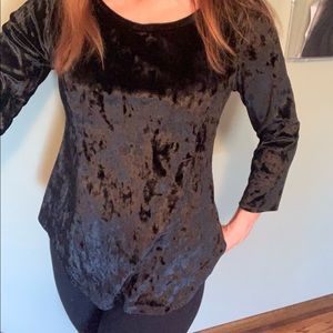 Black Crushed Velvet Look Top Westport XS